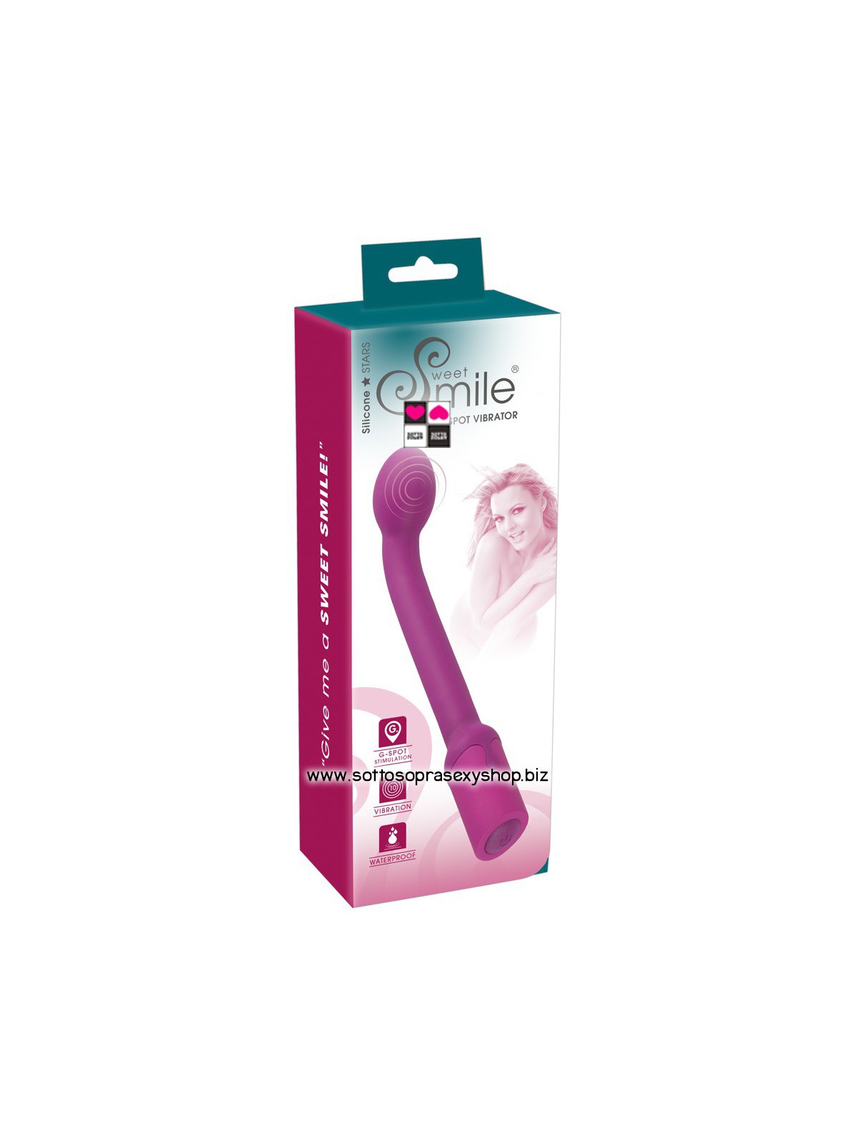 Vibratore G-Spot Impermeabile curvo e flessibile con 10 Modalità di Vibrazione . Lunghezza Totale  20 cm 
Diametro: 3,5 cm