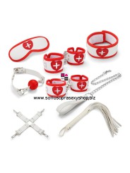 Kit Bondage Infermiera 8 accessori : Completo per Giochi BDSM e Fetish