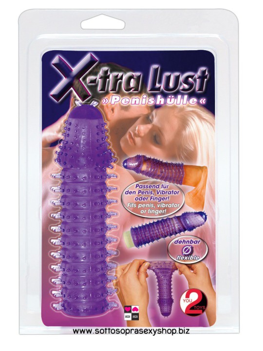 Xtra Lust - Guaina Stimolante con Rilievi Lunga 14,2 cm e punteggiata di rilievi stimolanti