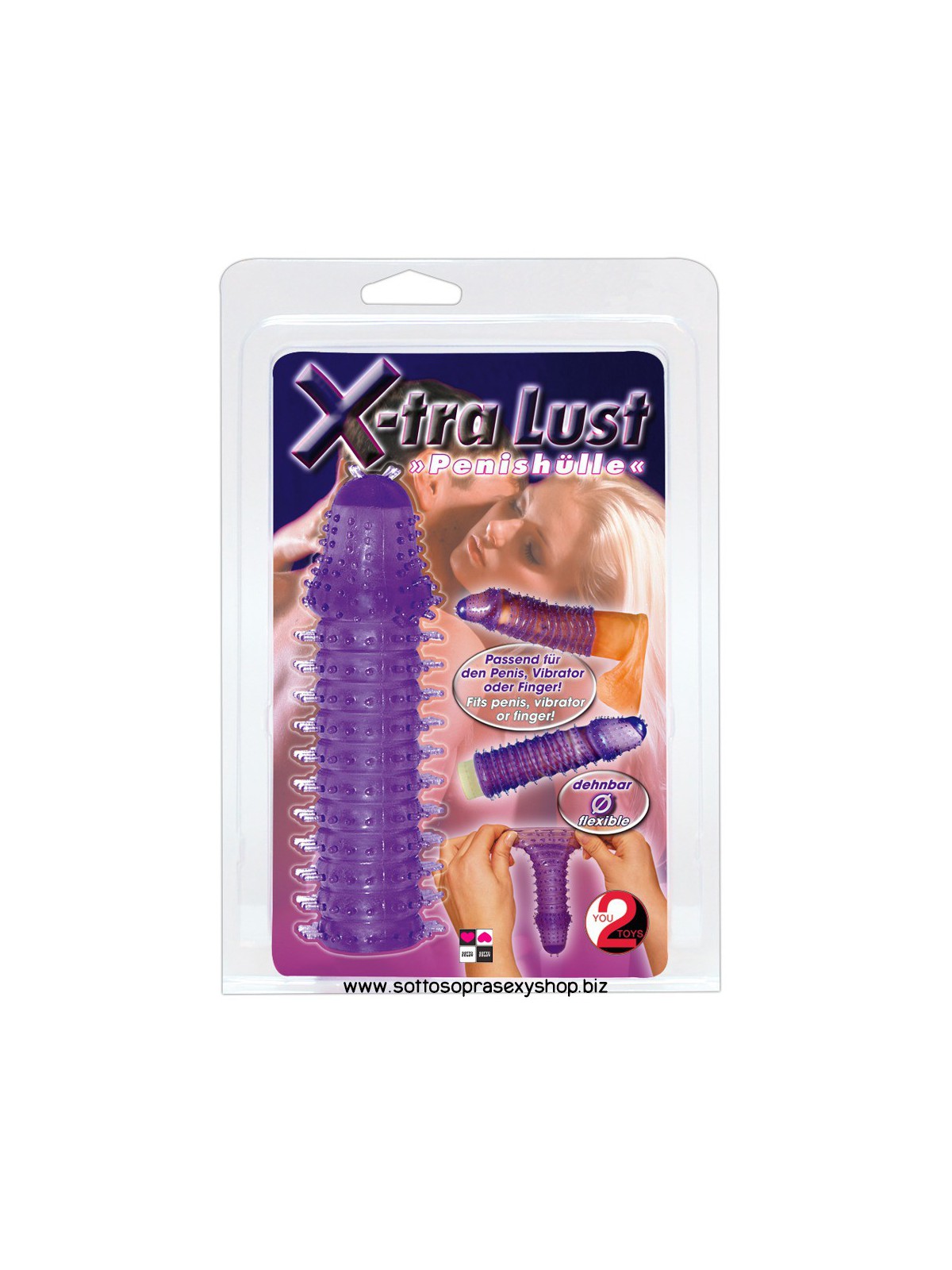 Xtra Lust - Guaina Stimolante con Rilievi Lunga 14,2 cm e punteggiata di rilievi stimolanti