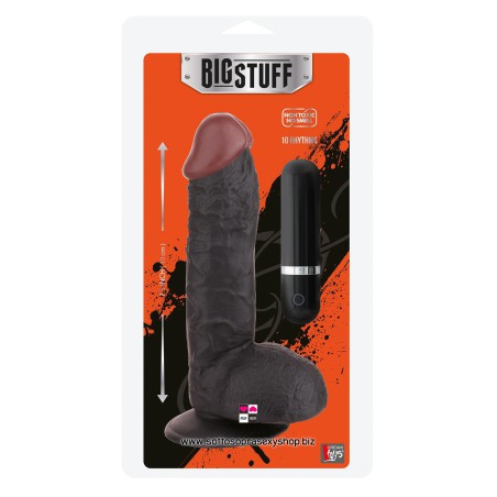 Black Dong Vibrante con Ventosa 22,5 cm di Realismo con Ventosa - 22,5 cm di Piacere