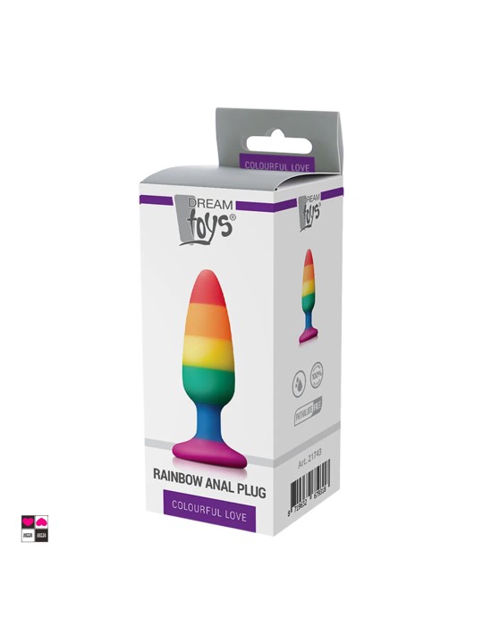 Pride Plug Anale in Silicone Liquido - Colorato, Sicuro e Confortevole - Arcobaleno -  lunghezza 14 cm  diametro 3,9 cm