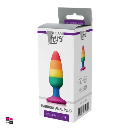 Pride Plug Anale in Silicone Liquido - Colorato, Sicuro e Confortevole - Arcobaleno -  lunghezza 14 cm  diametro 3,9 cm