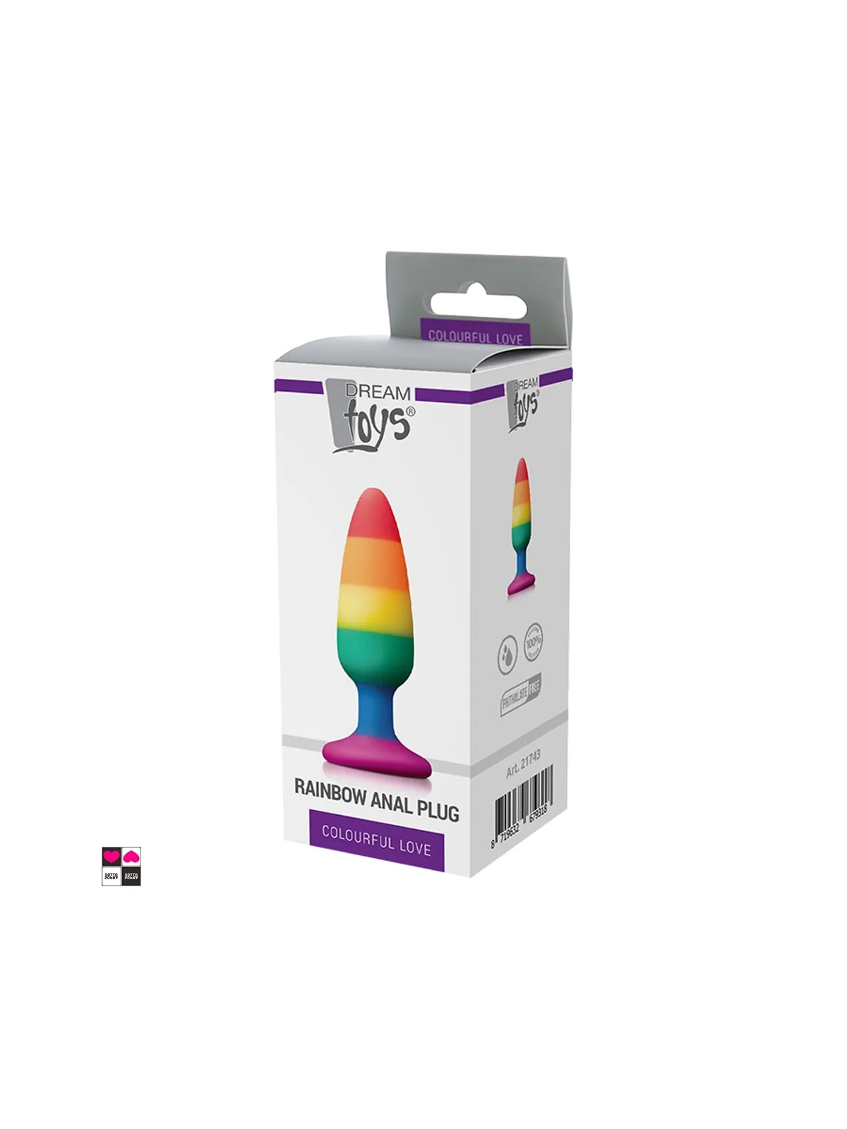 Pride Plug Anale in Silicone Liquido - Colorato, Sicuro e Confortevole - Arcobaleno -  lunghezza 14 cm  diametro 3,9 cm