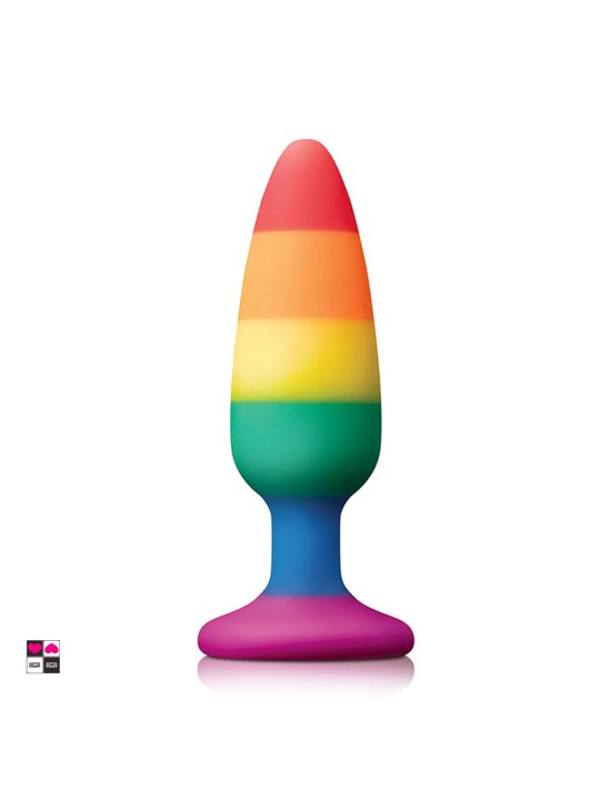 Pride Plug Anale in Silicone Liquido - Colorato, Sicuro e Confortevole - Arcobaleno - lunghezza 14 cm  diametro 3,9 cm