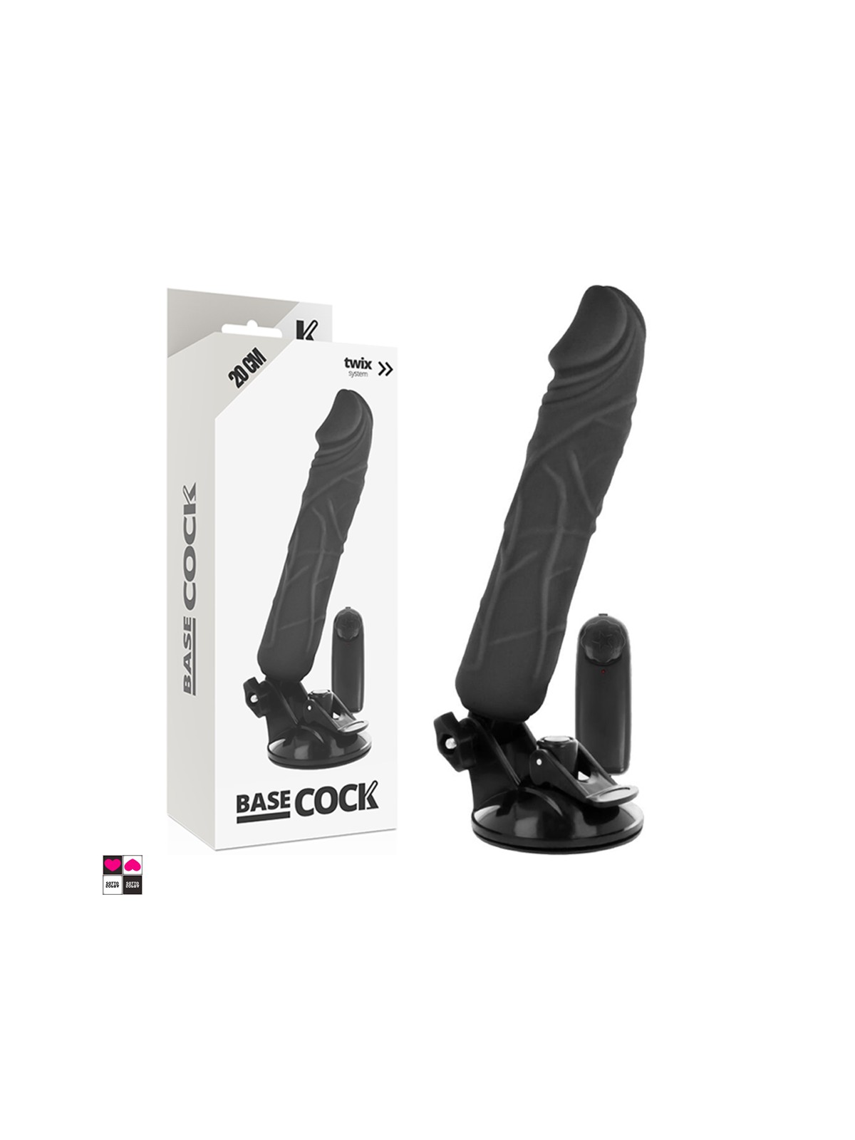 Vibratore Nero con Potente Ventosa alla base.  Utilizzabile come Estensore del Pene.  Lunghezza 20 cm diametro 4 cm