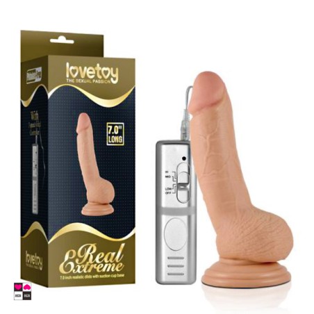 Dildo Vibrante Realistico in PVC. Flessibile con Ventosa