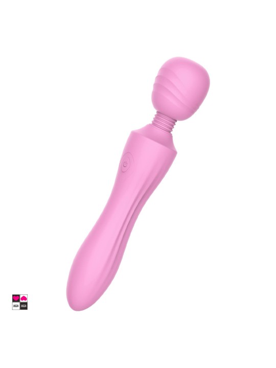 Massaggiatore a bacchetta Pink Lady in silicone sicuro per il corpo con placcatura in metallo