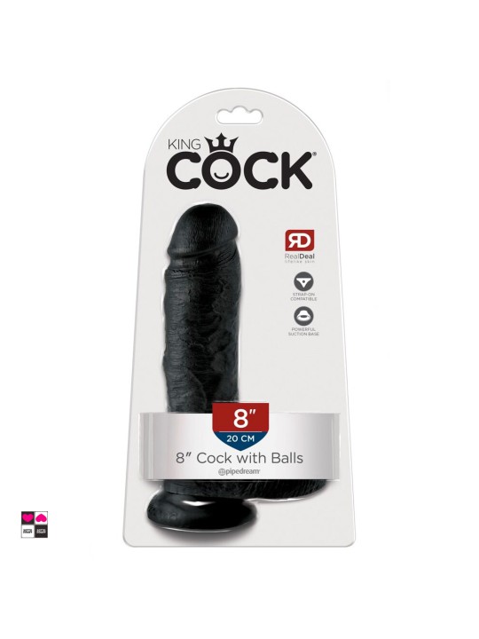 King Cock Dildo Naturale e Realistico 8" Black con Ventosa Lunghezza totale: 21 cm
Diametro: 5,1 cm