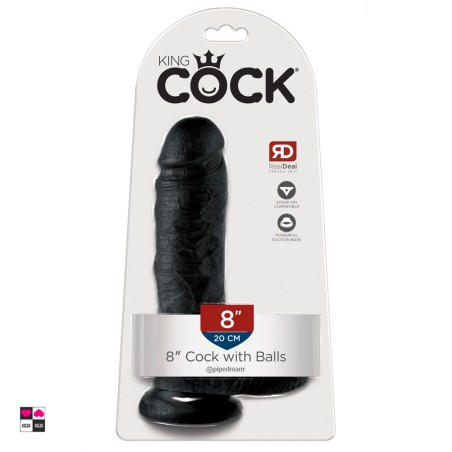 King Cock Dildo Naturale e Realistico 8" Black con Ventosa Lunghezza totale: 21 cm
Diametro: 5,1 cm