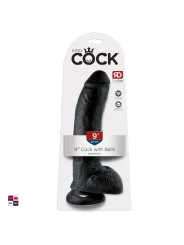 Dildo con Scroto 9" Nero con Ventosa - Design Curvo Lunghezza totale: 22,9 cm
Diametro: 5,1 cm King Cock