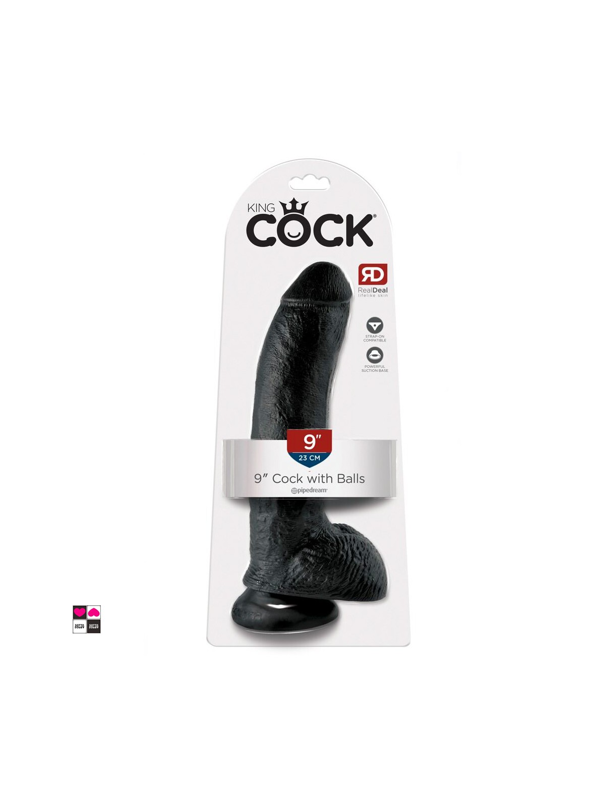 Dildo con Scroto 9" Nero con Ventosa - Design Curvo Lunghezza totale: 22,9 cm
Diametro: 5,1 cm King Cock