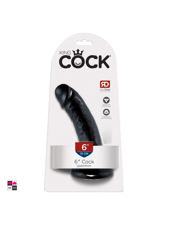 Dildo Naturale 6" Colore Black con Ventosa 17 cm lunghezza e 4,3 cm diametro