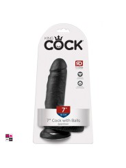 King Cock 7" Dildo Naturale e Stretto con Ventosa Colore Nero