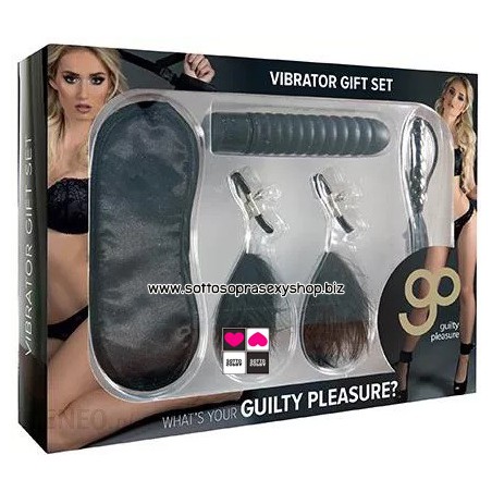 Set BDSM Fetish Completo: Vibratore Stimolante, Mascherina, Pinzette per Capezzoli e Frustino